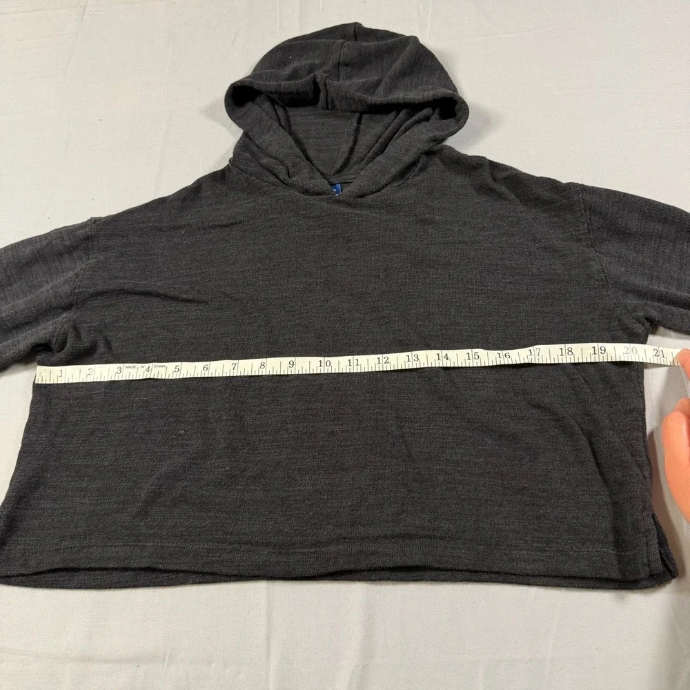 Old Navy Kids Large 10-12 Charcoal Gray Pullover Hoodie Cotton Blend Slub Knit